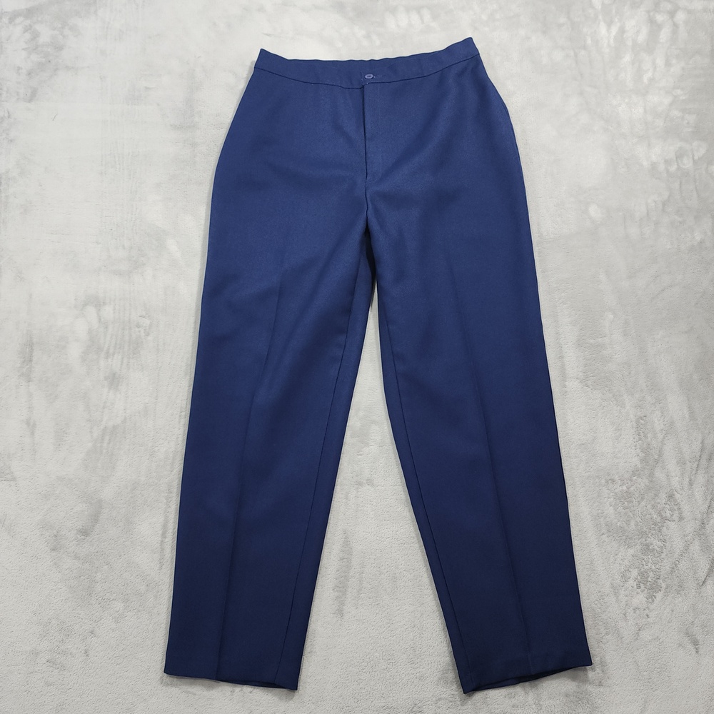 Vintage Bend Over Dress Pants Womens 18 Blue Twill Pleated Straight Made USA